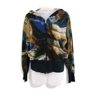 Y2K Crop Hoodie Womens‎ Sweater LA MOVERS XLarge Zip Up Goth Grunge VTG Retro